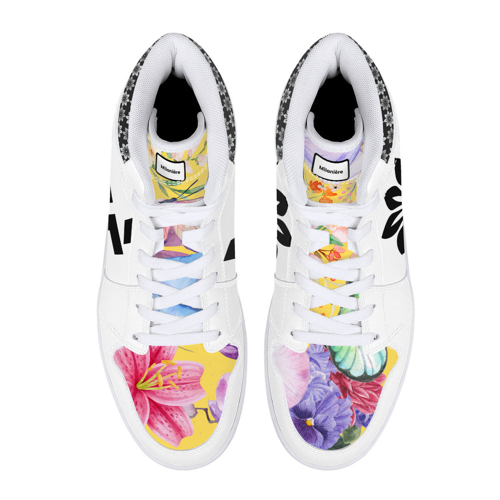 Milanière |  High-Top Synthetic Leather Sneakers - White