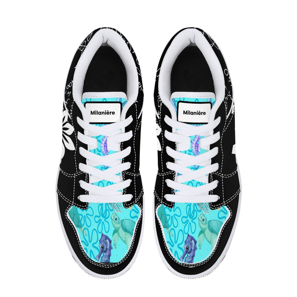 Milanière | Low-Top Synthetic Leather Sneakers - Black