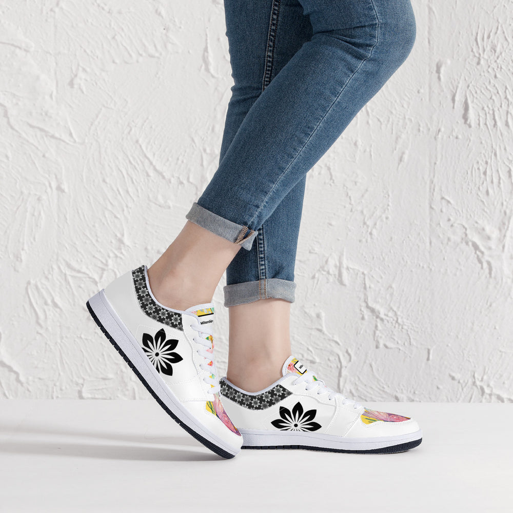 Milanière | Low-Top Synthetic Leather Sneakers - White